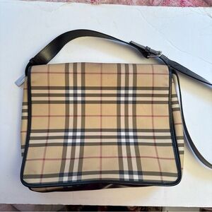 Burberry Tan and Black Checkered Crossbody Bag